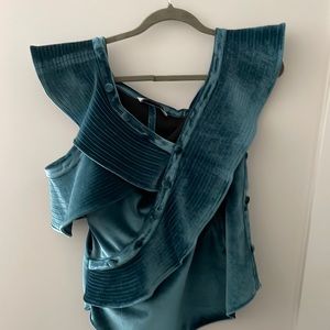 Self-Portrait Velvet Ruffle Frill Shirt